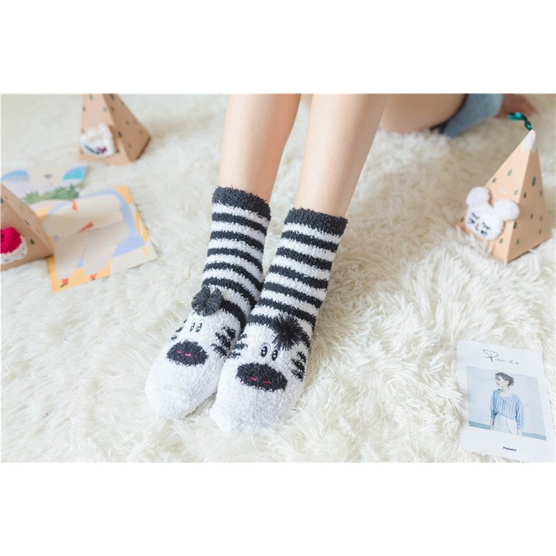Cat Fox Deer Zebra Santa Snowman Mid-Calf Socks