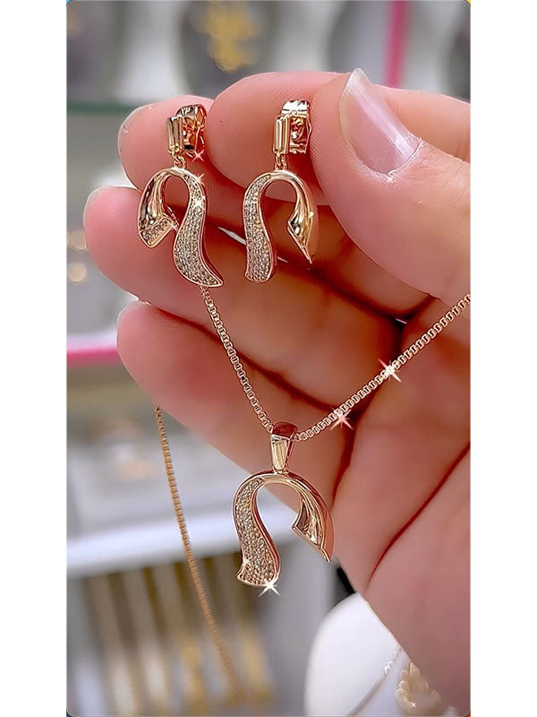 Heart Shape Drop Earrings + Necklaces Accessories