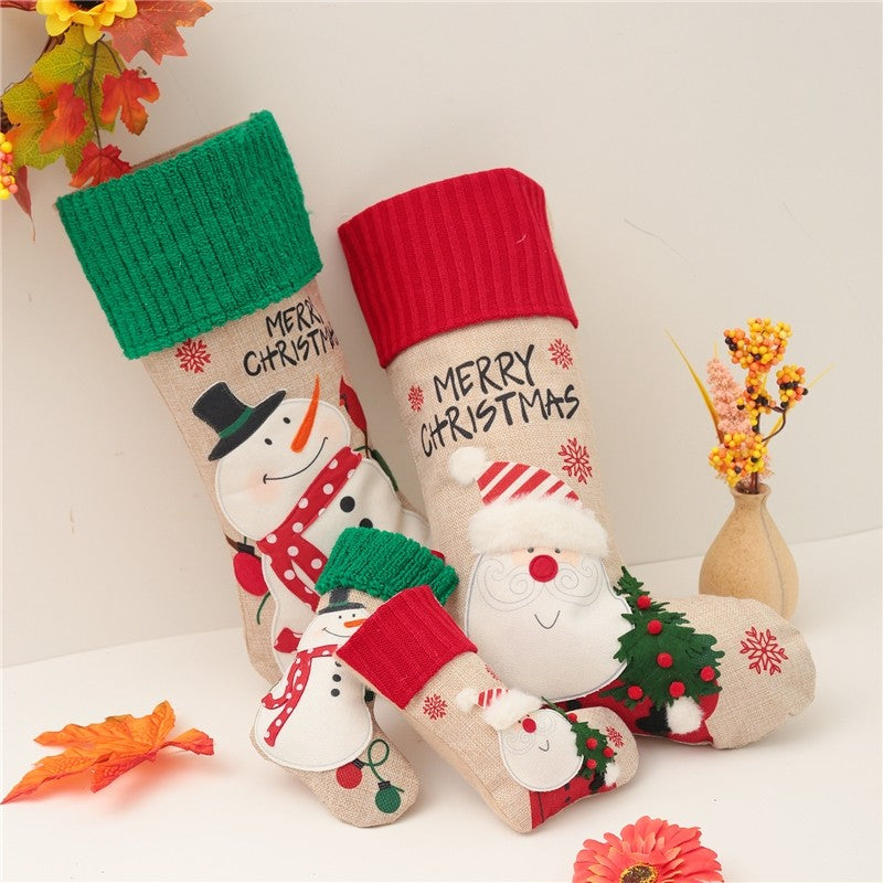 Snowman Santa Sock Gift Bag Christmas Decoration