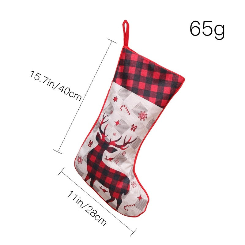 Large Plaid Sock Gift Bag Christmas Decoration