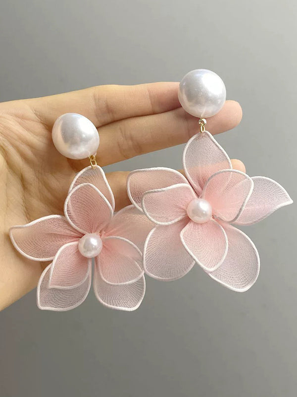 Flower Shape Gauze Earrings Accessories