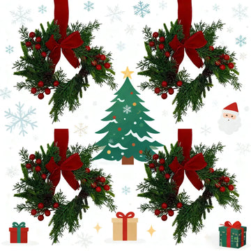 The FestiveFarmhouse Wreath Set - Christmas Charm in a 4-Pack + 50% OFF