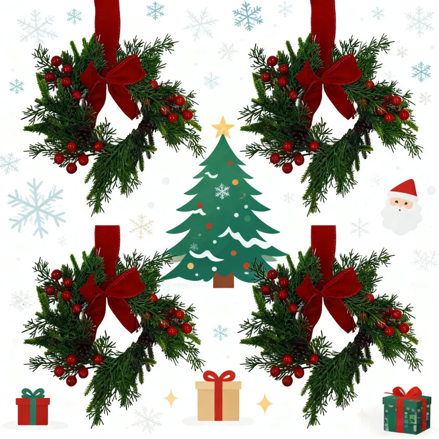 The FestiveFarmhouse Wreath Set - Christmas Charm in a 4-Pack + 50% OFF