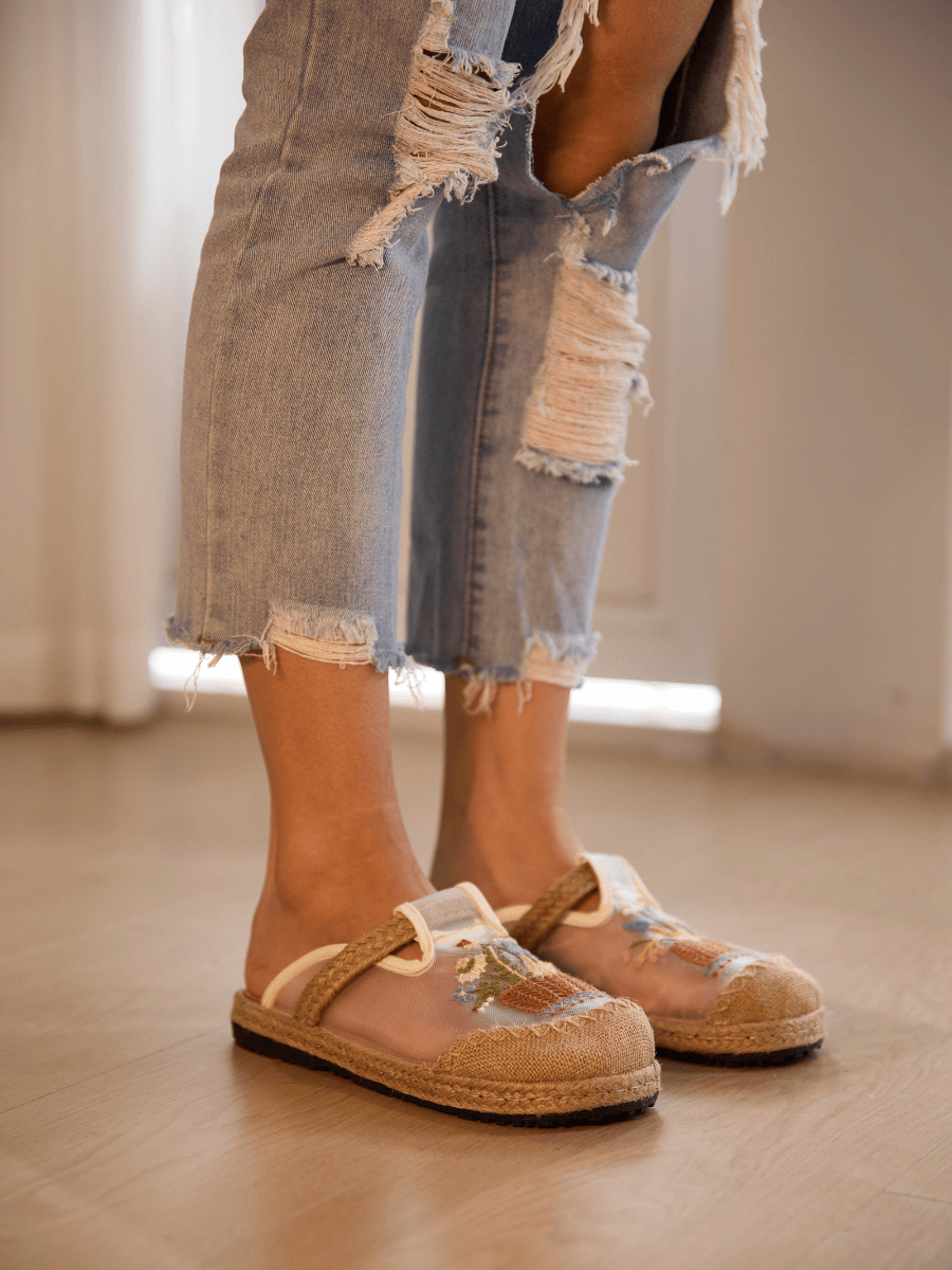 Garden Gala Embroidered Mesh Mules