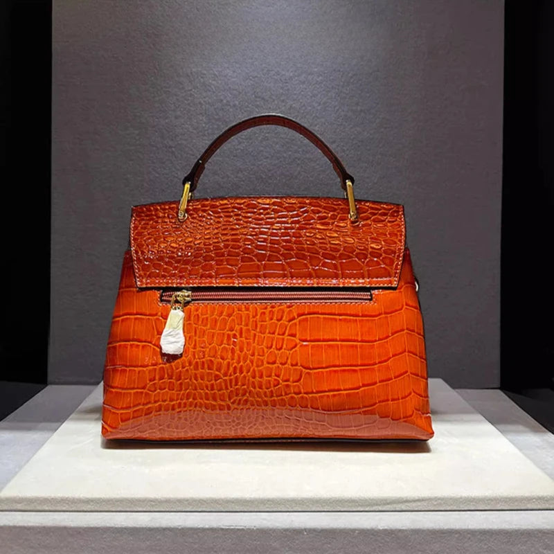 Luxury Crocodile Print Synthetic Leather Crossbody Bag for Women