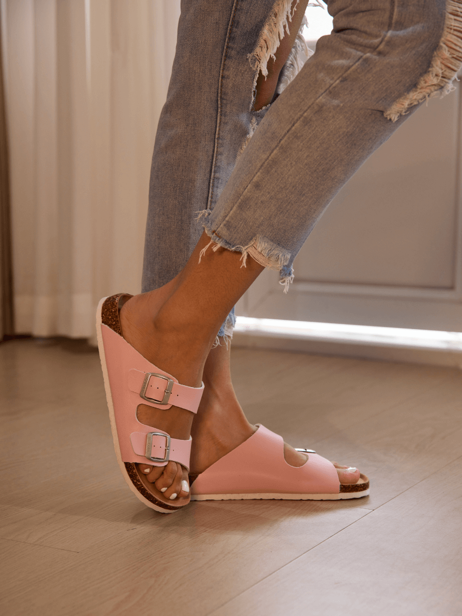 Signature Double Strap Footbed Sandal - Pink