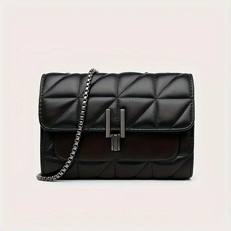 Elegant Black Mini Tartan Crossbody Bag - Adjustable Shoulder Strap Handbag