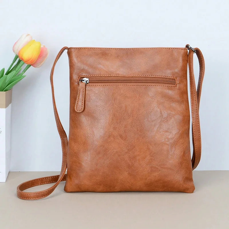 Vintage Multi-pocket Women Crossbody Bag - Soft PU Leather Shoulder Bag
