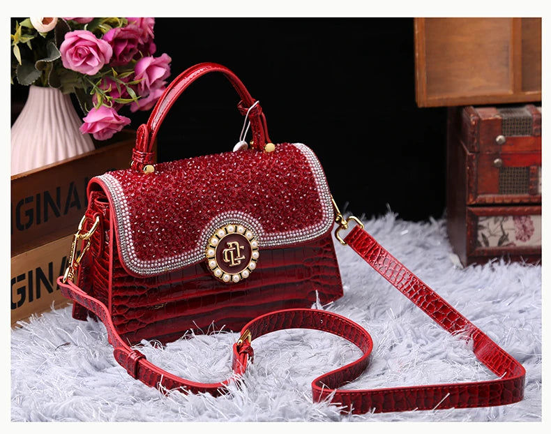 Crocodile Pattern Genuine Leather Women's Handbags - Portable Shell Tote Bags