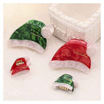 Christmas Hat Acetate Hair Claw Clip