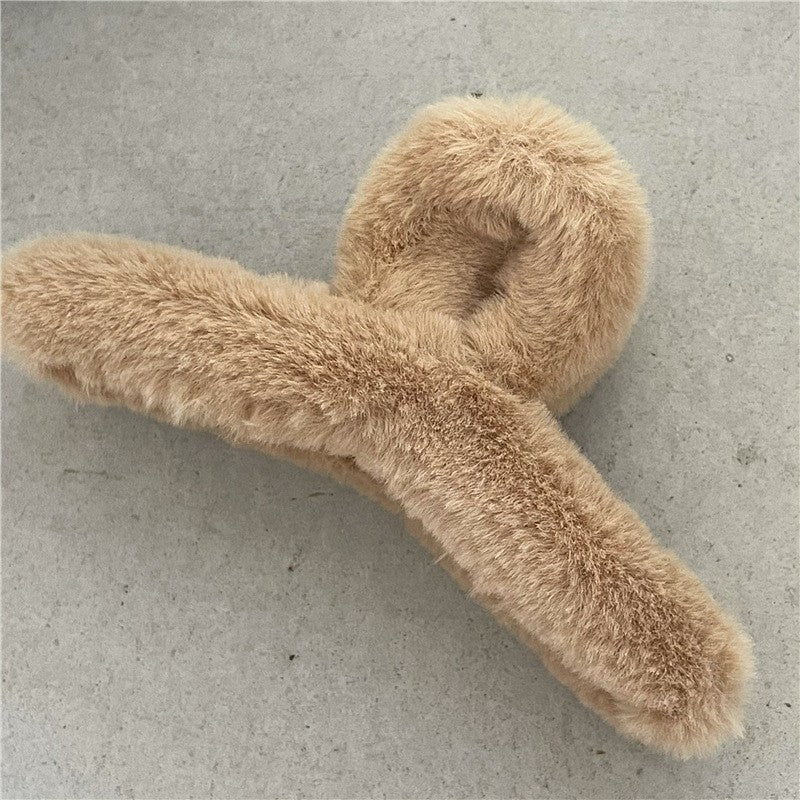 Solid Color Furry Hair Claw Clip