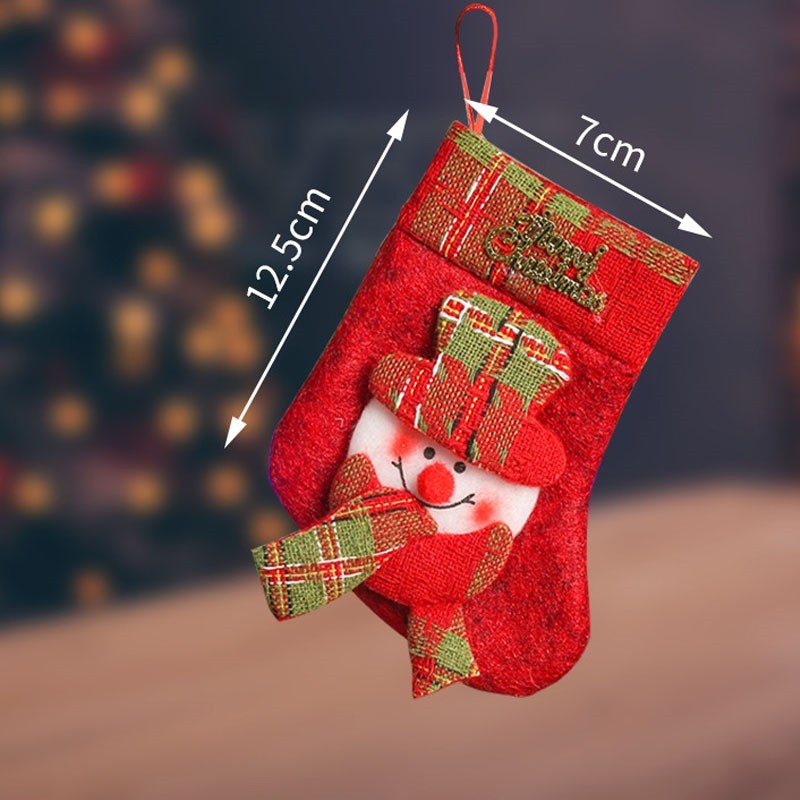 Mini Letters Cute Cartoon Patchwork Christmas Socks Gift Bag