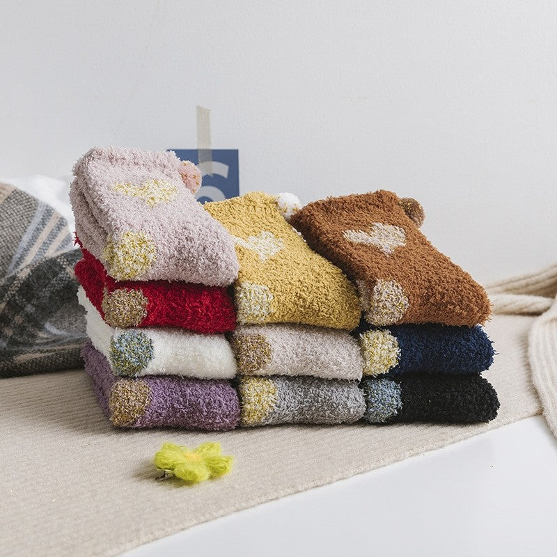 Jacquard Heart Women's Coral Fleece Socks