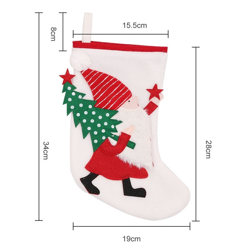 Fleece Patchwork Santa Christmas Socks Gift Bag