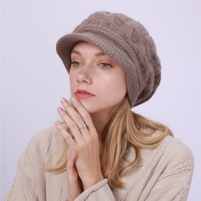 Solid Color Cable Knitted Cap