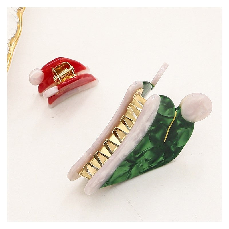 Christmas Hat Acetate Hair Claw Clip