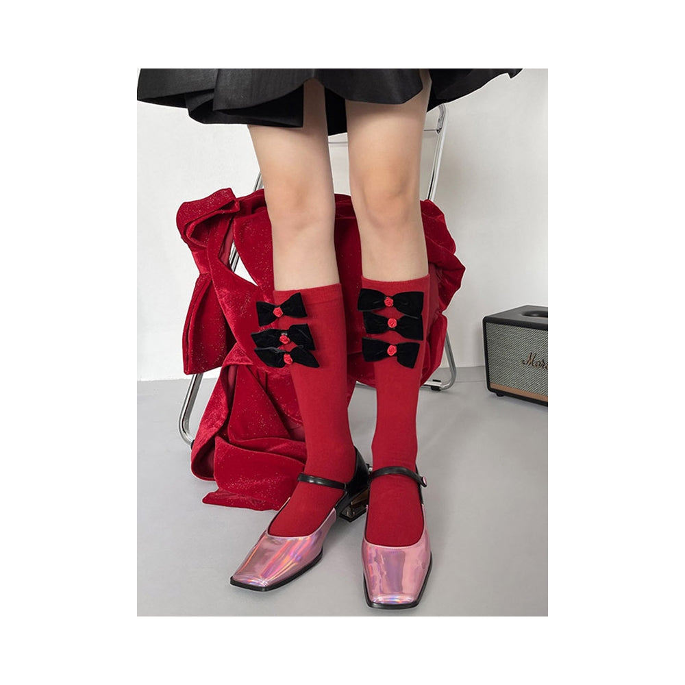 Fashion Bowknot Contrast Color Socks Accessories