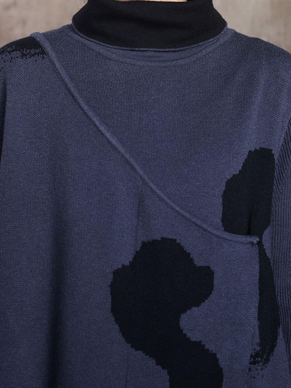 Simple Split-Joint High-Neck Knitting Dress-Midi Dress-Free Shipping at meselling99