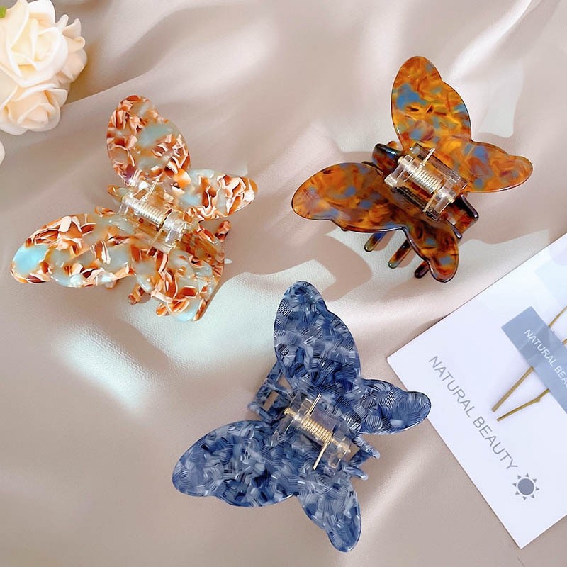 Marble Leopard Butterfly Hair Claw Clip