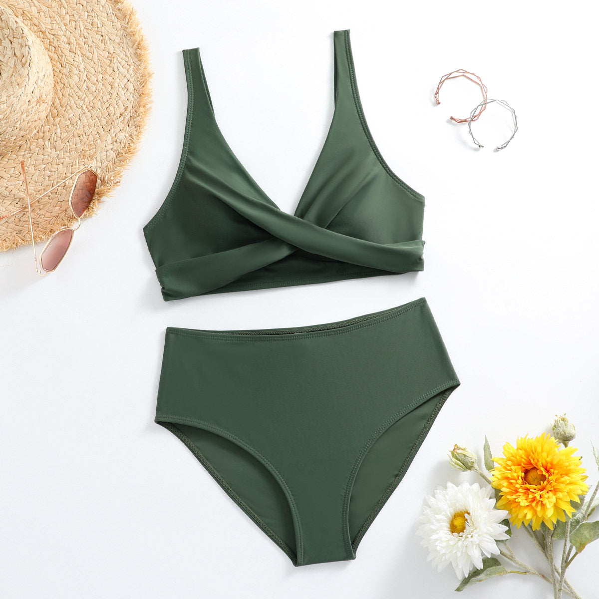 New Cross-Front Bikini Set For Women, One-Drop Shipping