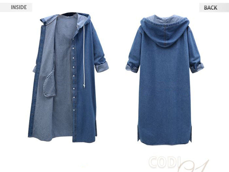 Oversized Hooded Denim Jacket Women’s Coat