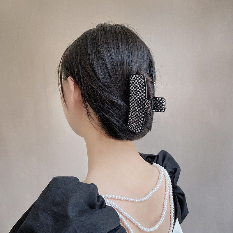 Metal Pearl Rhinestone Hair Claw Clip