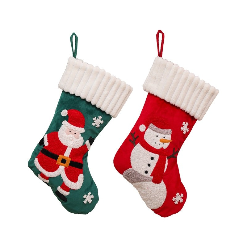 Large Embroidered Santa Snowman Gift Socks Christmas Decoration