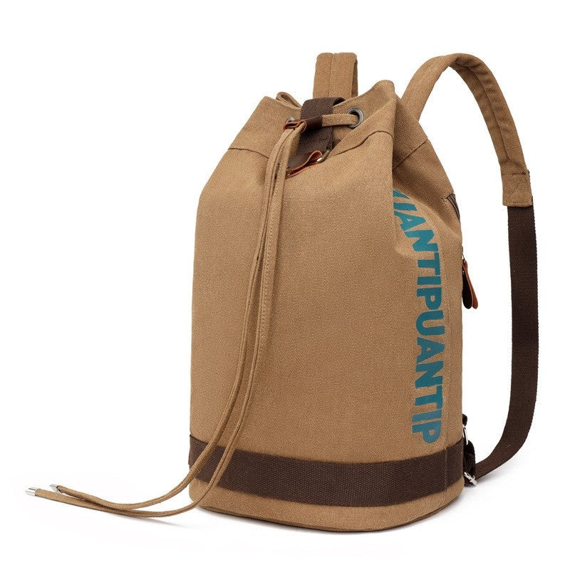 Men Canvas Drawstring Bucket Backpack