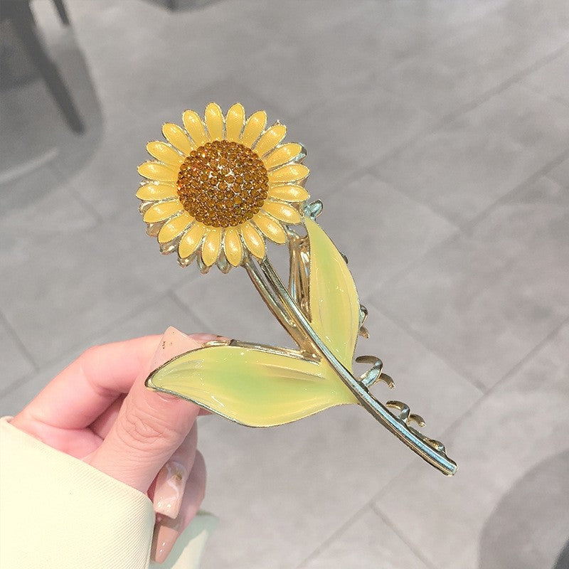 Metal Sunflower Hair Claw Clip