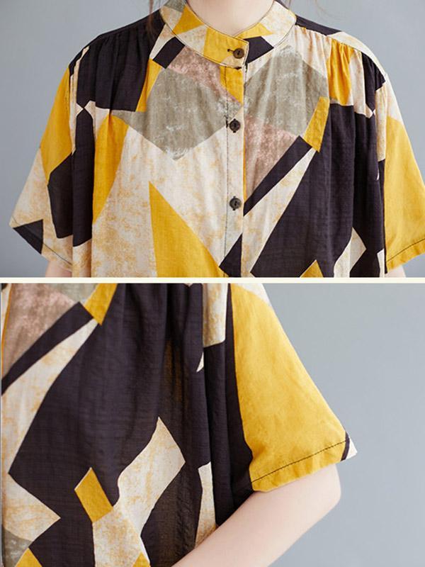 Meselling99 Original Printed Stand Collar Dress-Maxi Dress-SAME AS PICTURE-FREE SIZE-Free Shipping at meselling99