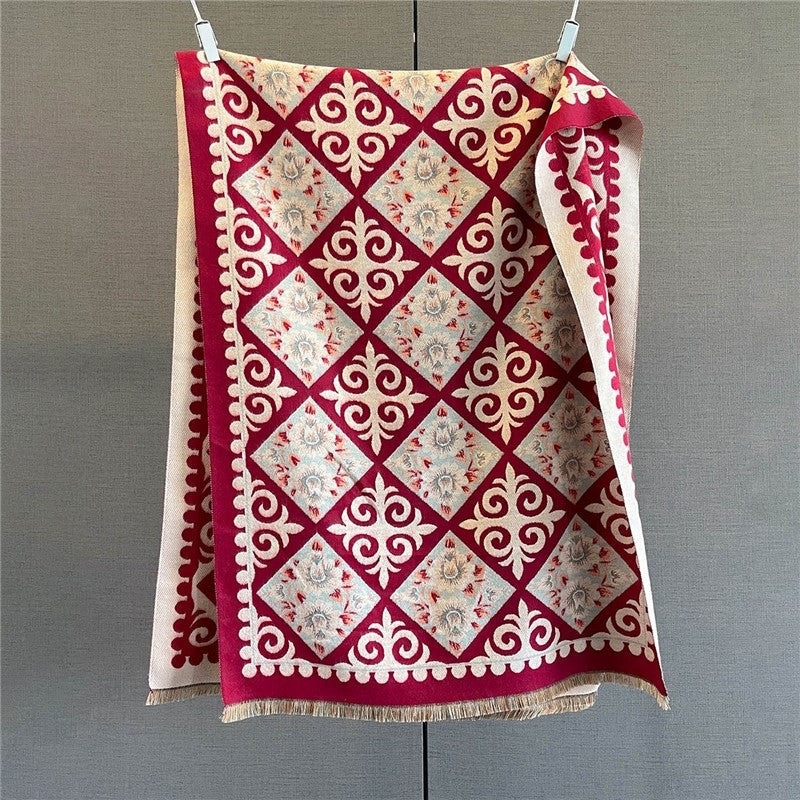 Colorful Printed Fringed Scarf