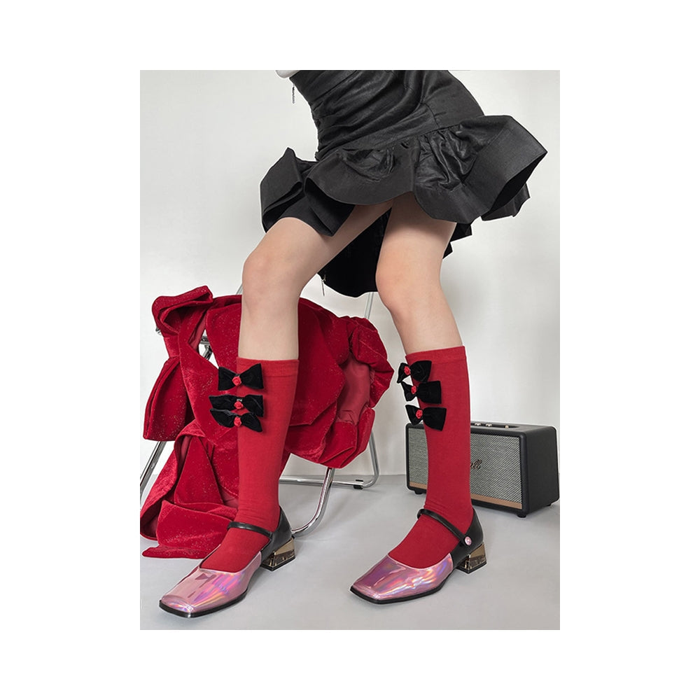 Fashion Bowknot Contrast Color Socks Accessories