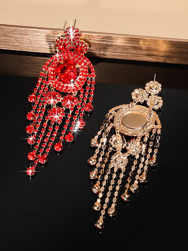 Geometric Tasseled Drop Earrings