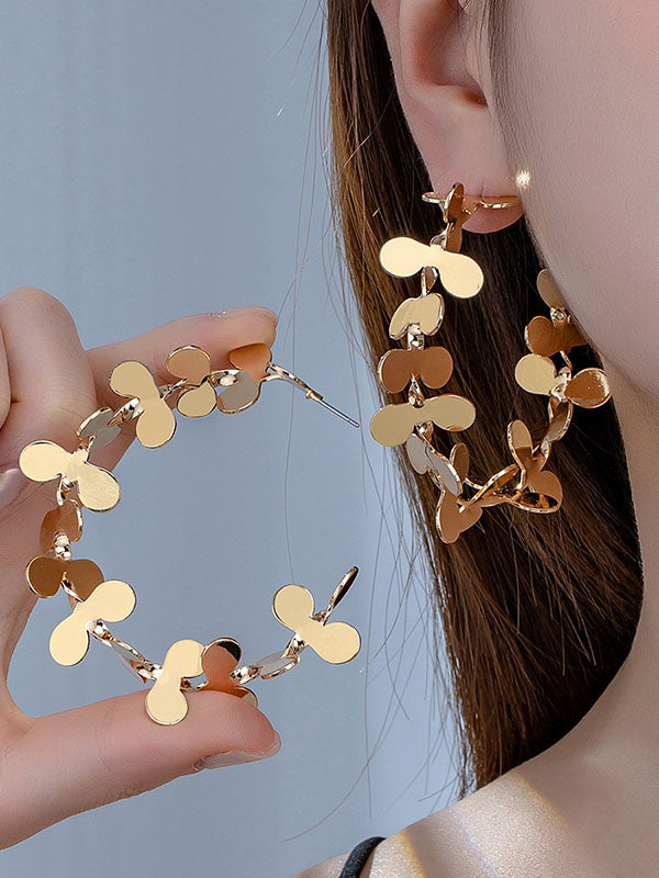 Flower Shape Geometric Drop Earrings