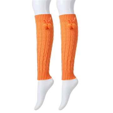 Knitted Eight-Character Braided Pompom Pileup Sock Cover