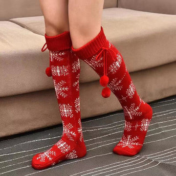 Warm Printed Christmas Knitted Stockings Socks