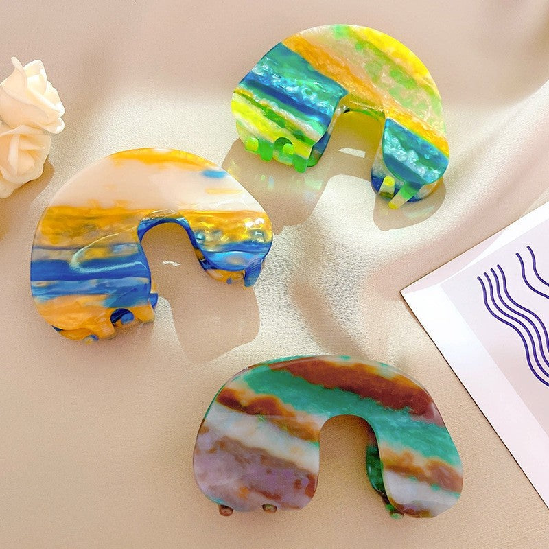 Colorful Geometric Acetate Hair Claw Clip