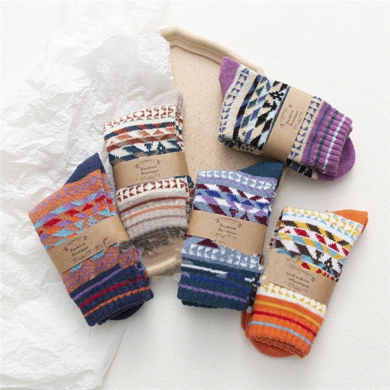 Breathable Thick Wool Mid-Calf Length Sock(A Set Of Five Pairs)