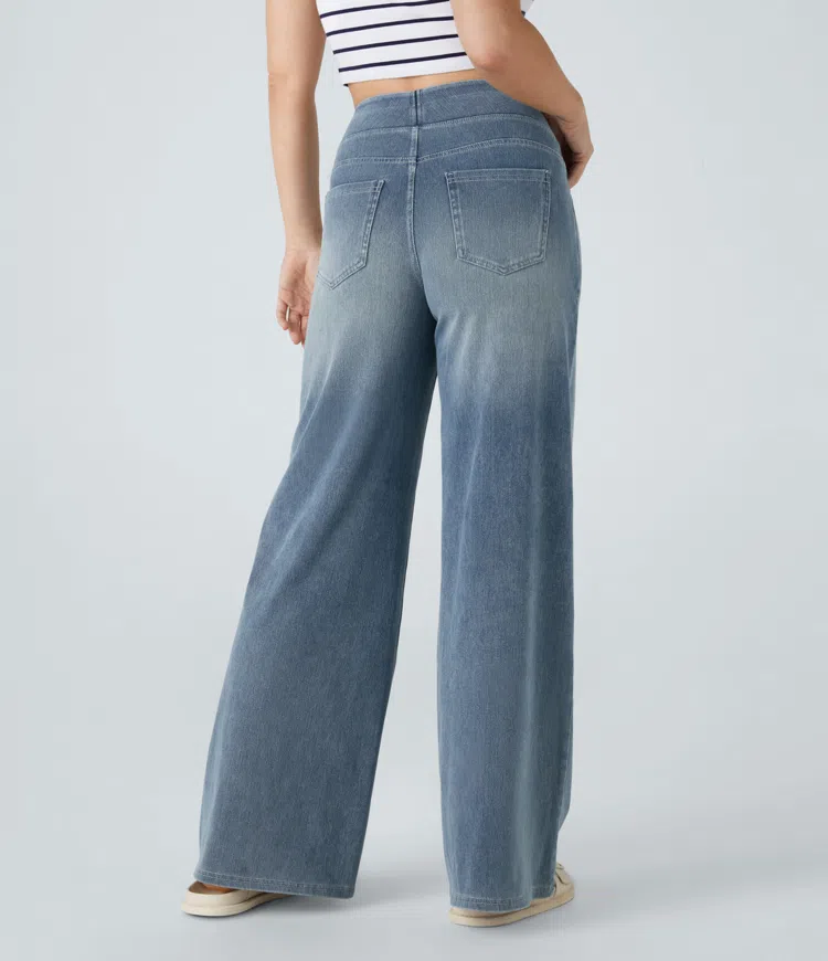 FlexiChic - Super Stretch High-Waisted Wide Leg Jeans + 50% OFF