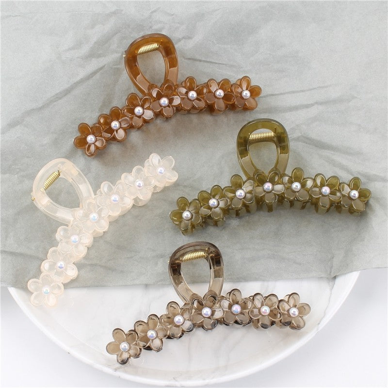 Small Flower Solid Color Claw Clip