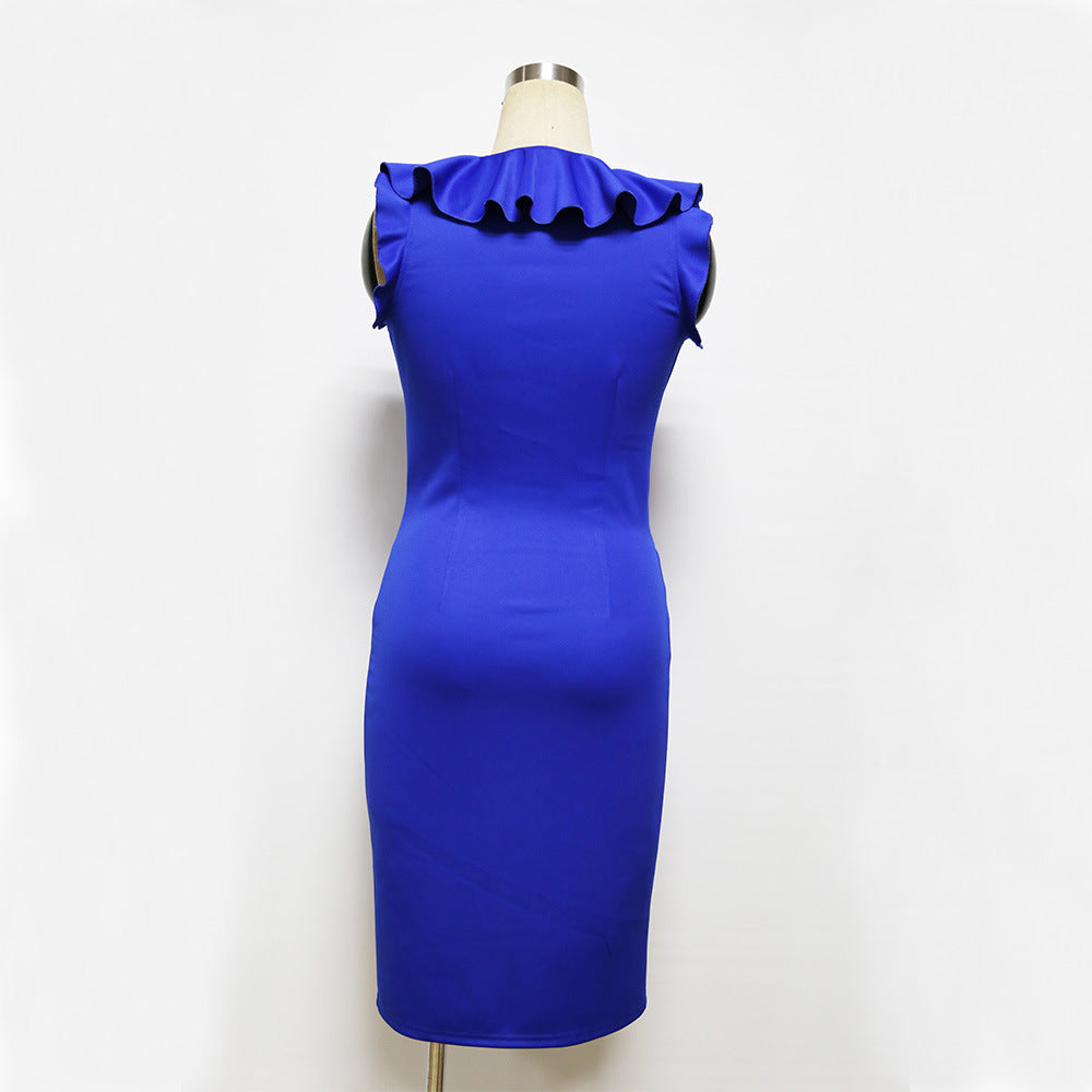 Sexy Ruffled V Neck Fashion Sheath Dresses-Sexy Dresses-Free Shipping at meselling99