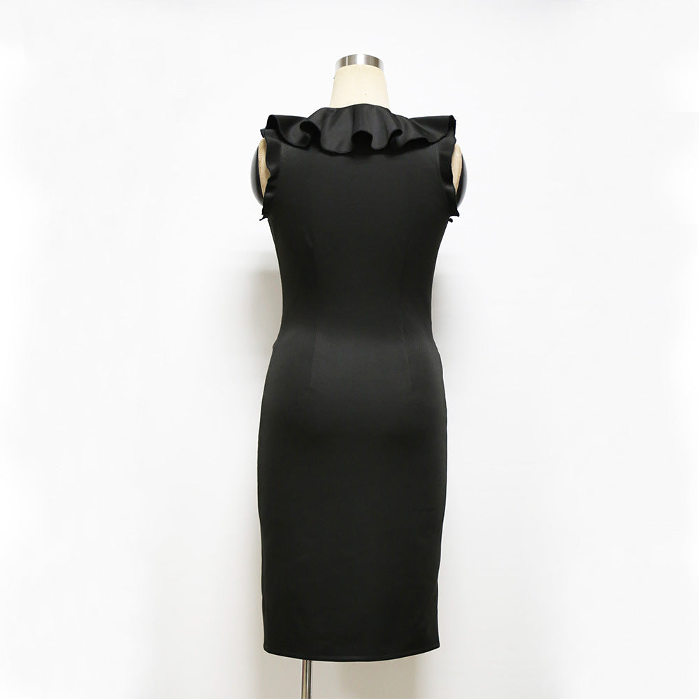 Sexy Ruffled V Neck Fashion Sheath Dresses-Sexy Dresses-Free Shipping at meselling99