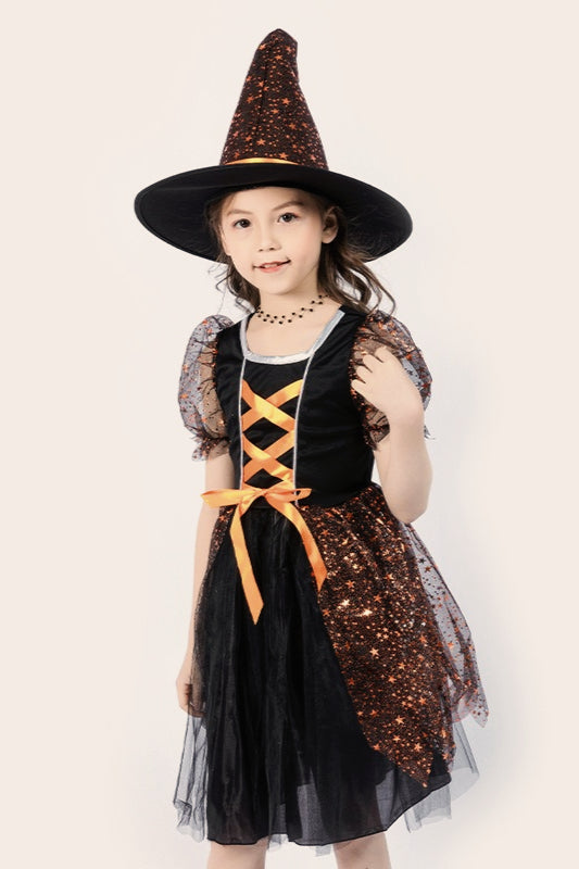 Orange Witch Dress Kid Halloween Costume