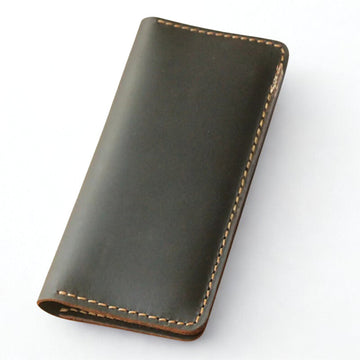 Handmade Vintage Crazy Horse Genuine Leather Wallet - Men Stylish Clutch Bag Purse