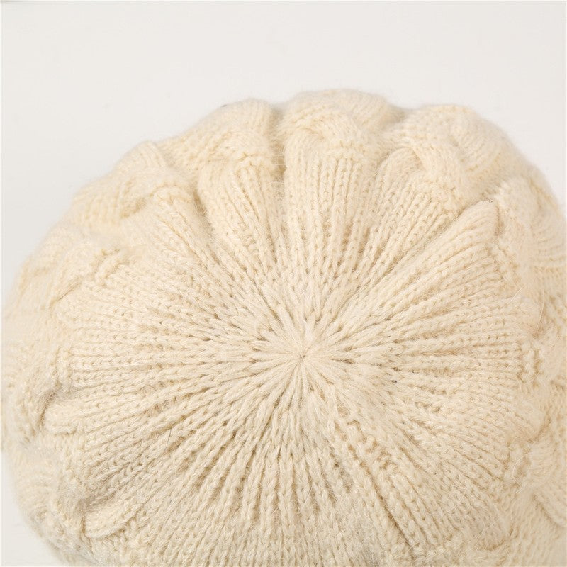 Solid Color Cable Knitted Cap