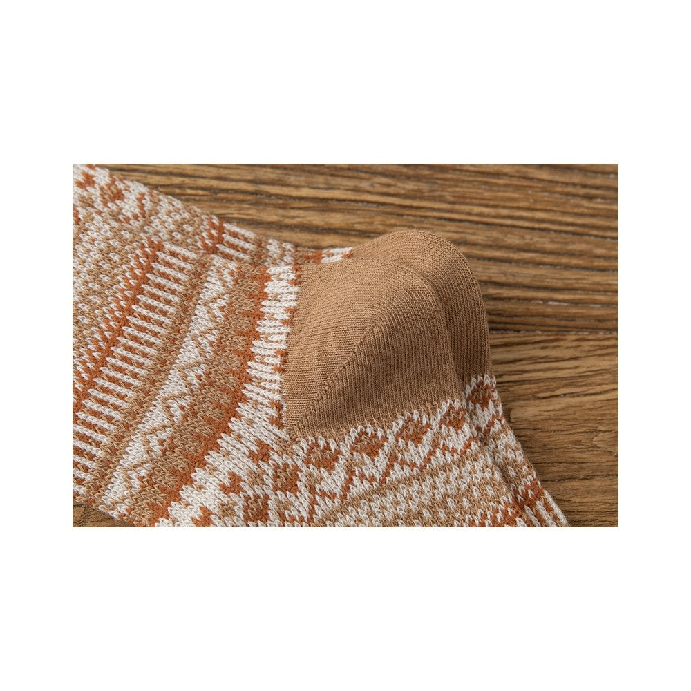 Retro Ethnic Style Contrast Color Cotton Socks