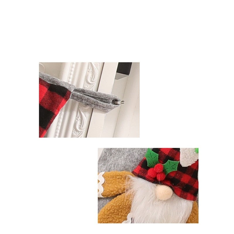 Plaid Ice Cream Rudolph Sock Gift Bag Christmas Decoration