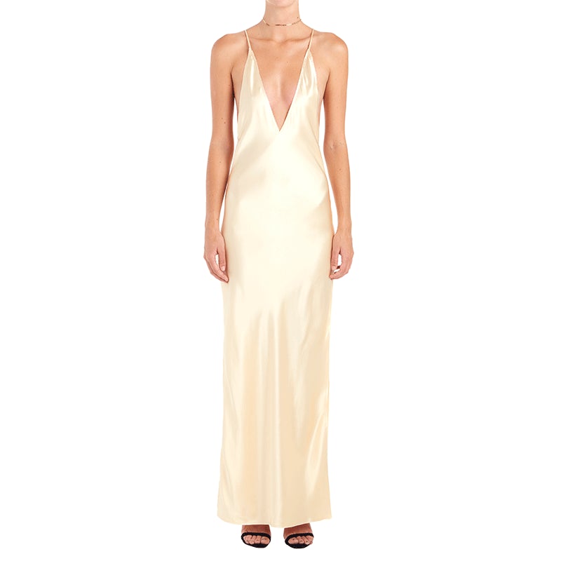 Sexy Satain Backless Evening Party Dresses-Ivory-S-Free Shipping at meselling99