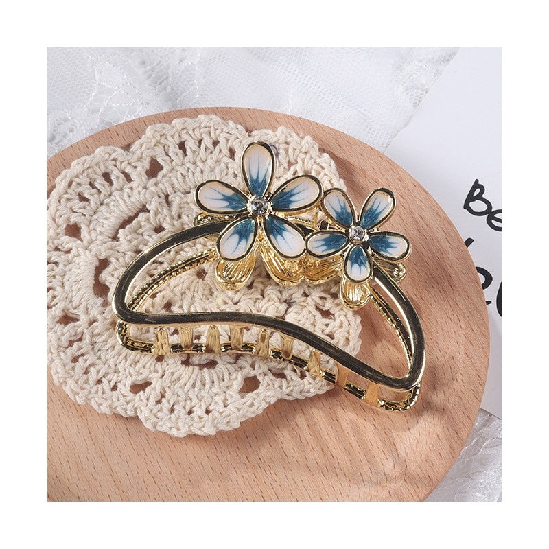 Vintage Semicircle Flower Hair Claw Clip