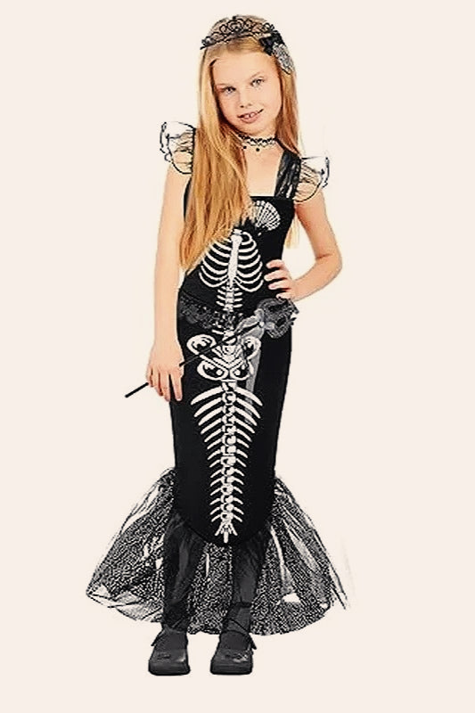 Skeleton Mermaid Dress Kid Halloween